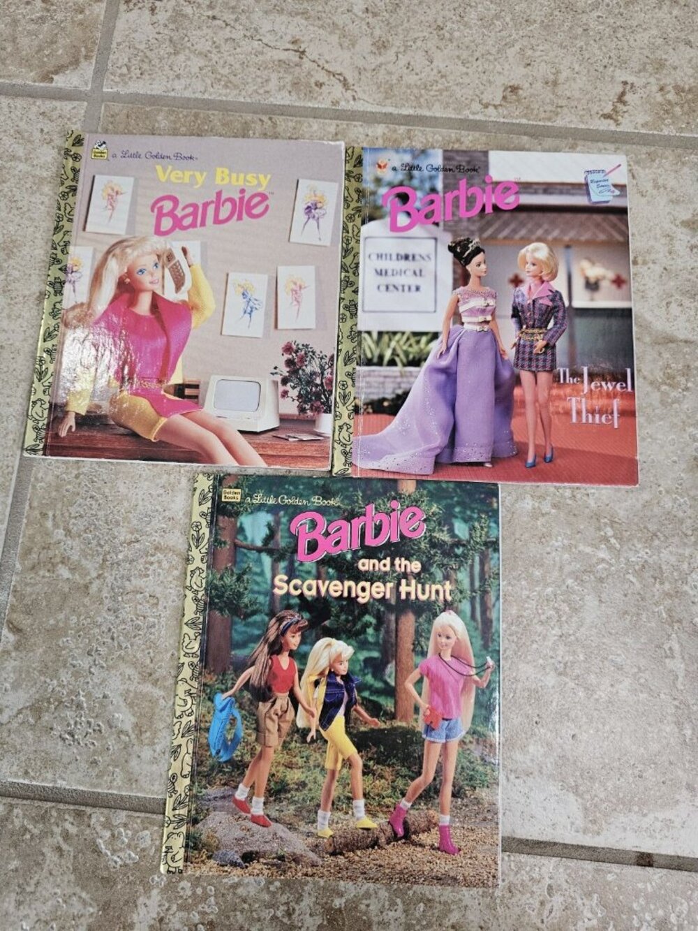 Little Golden Book Vintage 90's Barbie 3 Book Set Adventure Art Fashion Avenue